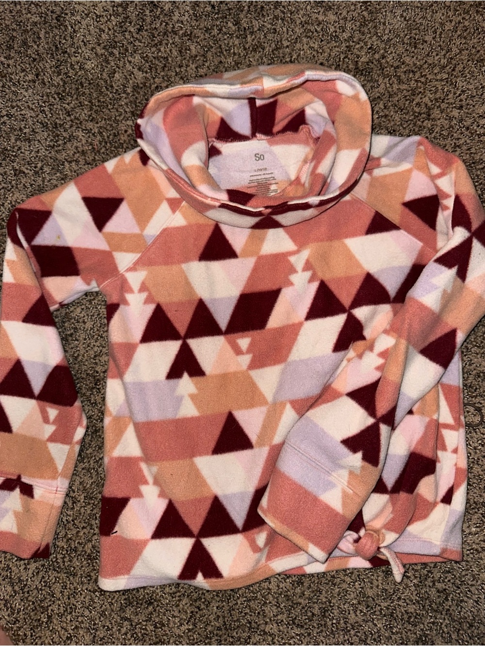 adidas Pink and Burgundy Geometric Funnel Neck Sweater